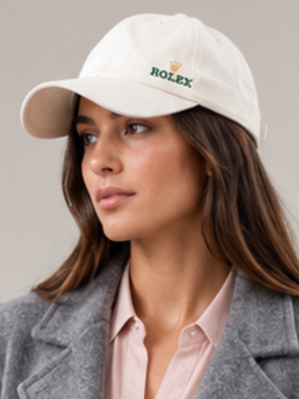 Rolex Cream Cap with Green Logo